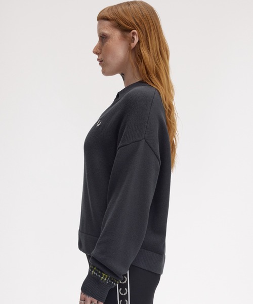 FRED PERRY（フレッドペリー）の「Tartan Panel Knitted Shirt／タータンチェックパネルニットシャツ（ニット/セーター・レディース・グレー・10）」の7枚目の写真