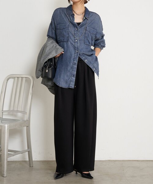 Jena espace merveilleux（ジェナ　エスパスメルヴェイユ）の「カーブラインボンディングパンツ（その他パンツ・レディース・ブラック/チャコールグレー/ベージュ・FREE）」の4枚目の写真