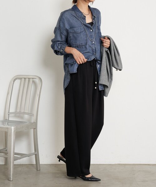 Jena espace merveilleux（ジェナ　エスパスメルヴェイユ）の「カーブラインボンディングパンツ（その他パンツ・レディース・ブラック/チャコールグレー/ベージュ・FREE）」の5枚目の写真