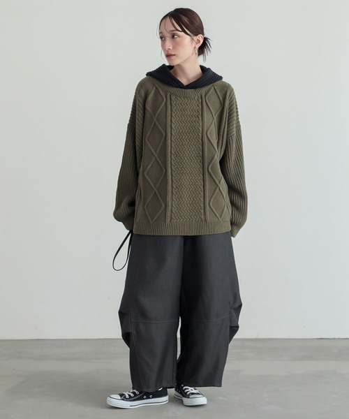 n'OrLABEL(ノアールレーベル)の「ウールライクタックコクーンパンツ(その他パンツ・レディース・チャコール/ブラック/ベージュ・1/2)」の15枚目の写真