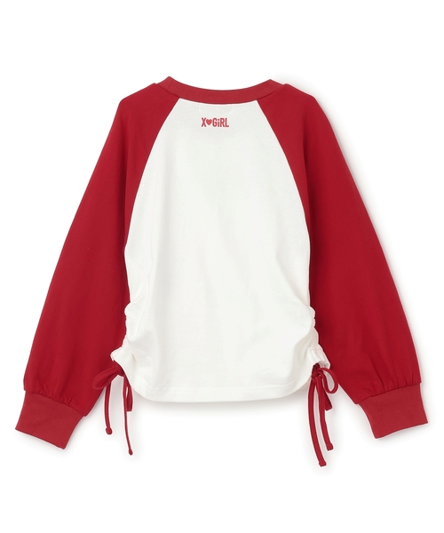 X-girl Stages(エックスガールステージス)の「スタッズ& ラインストーンロゴラグラン長袖Tシャツ(Tシャツ/カットソー・キッズ・ブラック/レッド・100cm/140cm/110cm/90cm/130cm/120cm)」の3枚目の写真