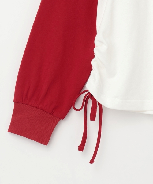 X-girl Stages(エックスガールステージス)の「スタッズ& ラインストーンロゴラグラン長袖Tシャツ(Tシャツ/カットソー・キッズ・ブラック/レッド・100cm/140cm/110cm/90cm/130cm/120cm)」の5枚目の写真