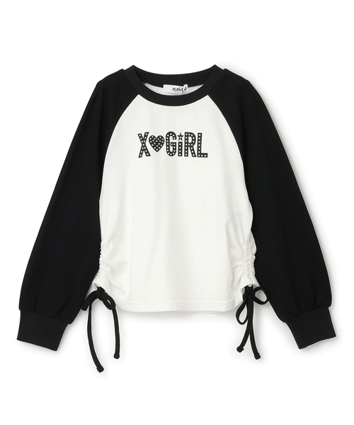 X-girl Stages(エックスガールステージス)の「スタッズ& ラインストーンロゴラグラン長袖Tシャツ(Tシャツ/カットソー・キッズ・ブラック/レッド・100cm/140cm/110cm/90cm/130cm/120cm)」の8枚目の写真