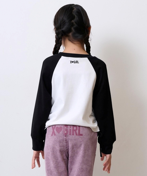 X-girl Stages(エックスガールステージス)の「スタッズ& ラインストーンロゴラグラン長袖Tシャツ(Tシャツ/カットソー・キッズ・ブラック/レッド・100cm/140cm/110cm/90cm/130cm/120cm)」の10枚目の写真