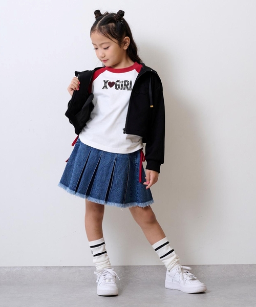 X-girl Stages(エックスガールステージス)の「スタッズ& ラインストーンロゴラグラン長袖Tシャツ(Tシャツ/カットソー・キッズ・ブラック/レッド・100cm/140cm/110cm/90cm/130cm/120cm)」の13枚目の写真