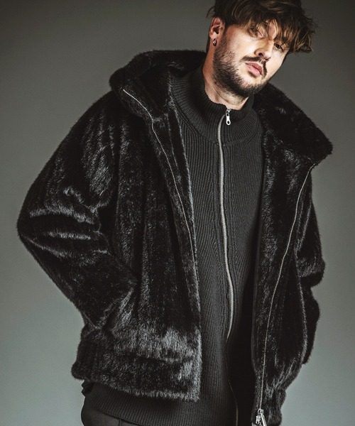 NO ID.】Fake Fur Big Hooded Blouson / フェイク ファー ビッグ