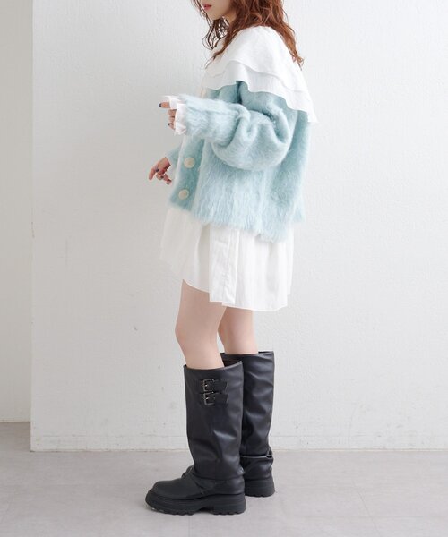 w closet(ダブルクローゼット)の「Wフリルチュニックブラウス(シャツ/ブラウス・レディース・ホワイト/オフホワイト/ブラック・FREE)」の18枚目の写真