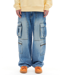 MULTI POCKET DENIM PANTS (LIGHT BLUE)