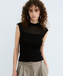 SHEER LINE SLEEVELESS_BLACK