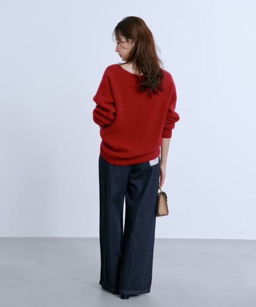 COHINA（コヒナ）の「フォックスアンゴラVネックパターン柄ニット 【低身長・小柄女性】（ニット/セーター・レディース・ベージュ/ネイビー/グリーン/レッド・ONE SIZE）」の21枚目の写真