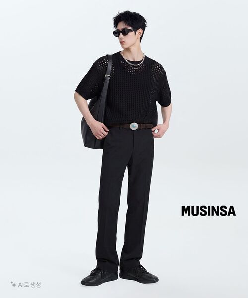 MUSINSA STANDARD（ムシンサスタンダード）の「[クールタンダード] セミワイドヒドゥンバンディングスラックス [ブラック]（スラックス・メンズ・その他・28/29/32/30/31/33/26/27/42/36/34）」の8枚目の写真
