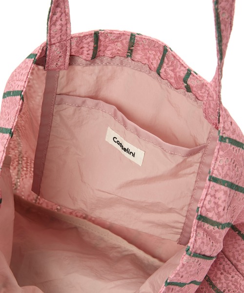 Casselini（キャセリーニ）の「Casselini(キャセリーニ)レースチューリップトート（トートバッグ・レディース・ピンク/アイボリー/グレー・FREE）」の10枚目の写真