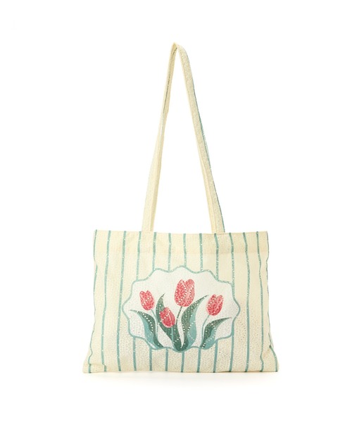 Casselini（キャセリーニ）の「Casselini(キャセリーニ)レースチューリップトート（トートバッグ・レディース・ピンク/アイボリー/グレー・FREE）」の4枚目の写真