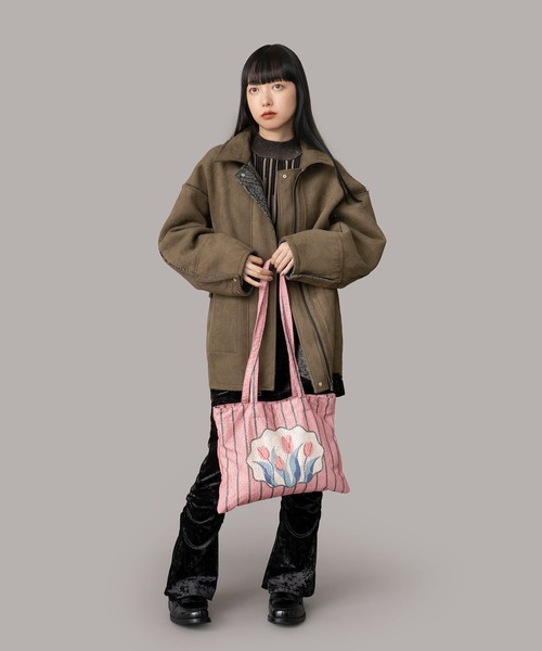 Casselini（キャセリーニ）の「Casselini(キャセリーニ)レースチューリップトート（トートバッグ・レディース・ピンク/アイボリー/グレー・FREE）」の19枚目の写真