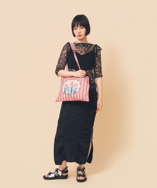 Casselini（キャセリーニ）の「Casselini(キャセリーニ)レースチューリップトート（トートバッグ・レディース・ピンク/アイボリー/グレー・FREE）」の14枚目の写真