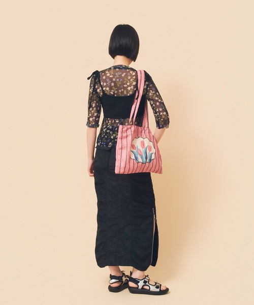 Casselini（キャセリーニ）の「Casselini(キャセリーニ)レースチューリップトート（トートバッグ・レディース・ピンク/アイボリー/グレー・FREE）」の12枚目の写真