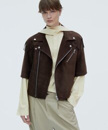 NOHANT（ノアン）の「FRINGE SHORT SLEEVE LEATHER JACKET BROWN（ライダースジャケット）」