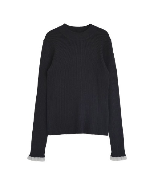 Re:EDIT（リエディ）の「[2025 WINTER COLLECTION]シアー配色フリルリブニットトップス（ニット/セーター・レディース・アイボリー/チャコール/ブラウン/ブラック・LARGE/MEDIUM）」の22枚目の写真