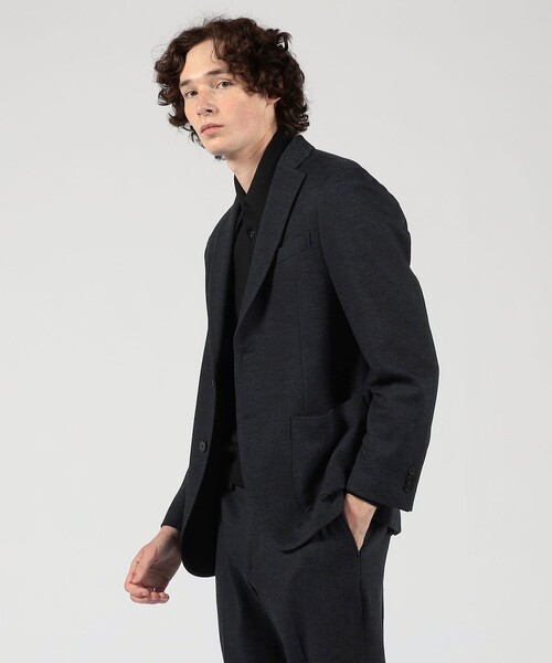 ウールコットン ダブルジャガード シングルブレステッド2Bジャケット