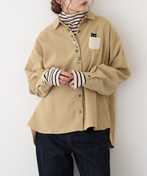 Quelle Chance(ケルシャンス)の「多釦キャットシャツ(シャツ/ブラウス・レディース・ベージュ/キナリ/チャコールグレー・L/M)」の13枚目の写真