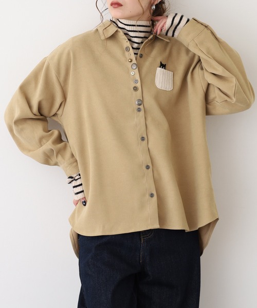 Quelle Chance(ケルシャンス)の「多釦キャットシャツ(シャツ/ブラウス・レディース・ベージュ/キナリ/チャコールグレー・L/M)」の14枚目の写真