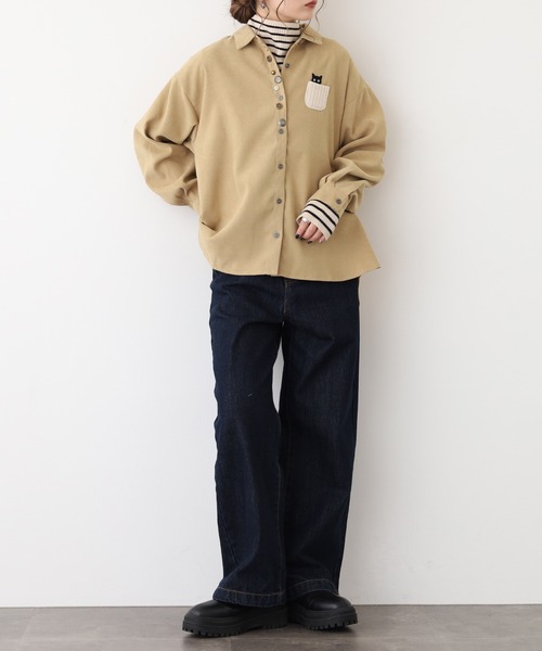 Quelle Chance(ケルシャンス)の「多釦キャットシャツ(シャツ/ブラウス・レディース・ベージュ/キナリ/チャコールグレー・L/M)」の15枚目の写真