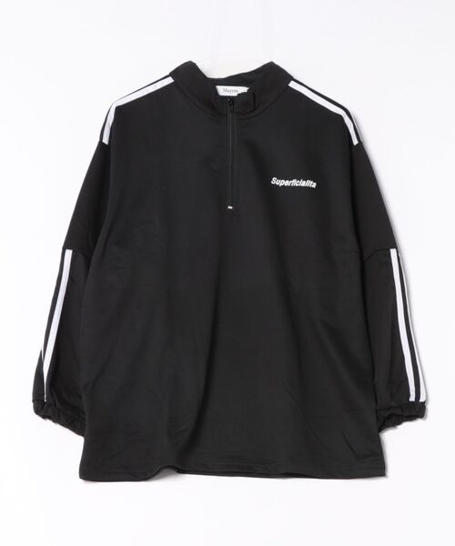 Mayree(メイリー)の「【Mayree】ハーフジップ スポーティープルオーバー(ジャージ・レディース・ブラック・SMALL/MEDIUM/LARGE)」の5枚目の写真