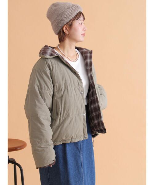 ehka sopo（エヘカソポ）の「リバーシブル中綿ジャケット（ブルゾン・レディース・ブラック/カーキ/ベージュ・F）」の20枚目の写真