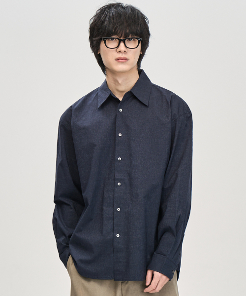 PRAIRIE(KR)(プレーリー)の「コンフォートシャドウストライプシャツ(ネイビー)(シャツ/ブラウス・メンズ・ネイビー・MEDIUM/LARGE)」の1枚目の写真
