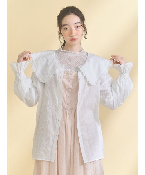 merry jenny(メリージェニー)の「dot laceフリルカラーブラウス(シャツ/ブラウス・レディース・イエロー/オフホワイト/グリーン/ピンク・FREE)」の6枚目の写真