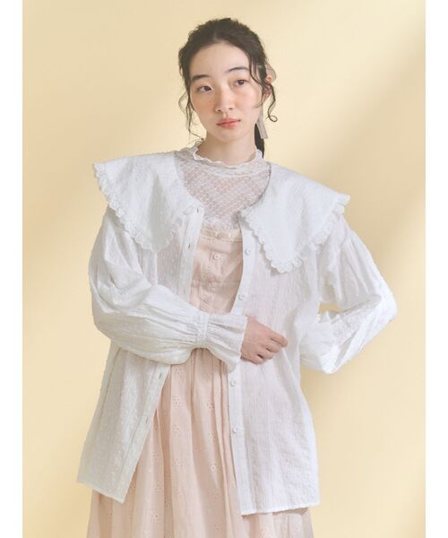 merry jenny(メリージェニー)の「dot laceフリルカラーブラウス(シャツ/ブラウス・レディース・イエロー/オフホワイト/グリーン/ピンク・FREE)」の7枚目の写真