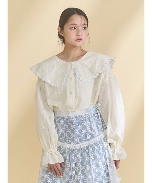 merry jenny(メリージェニー)の「dot laceフリルカラーブラウス(シャツ/ブラウス・レディース・イエロー/オフホワイト/グリーン/ピンク・FREE)」の9枚目の写真