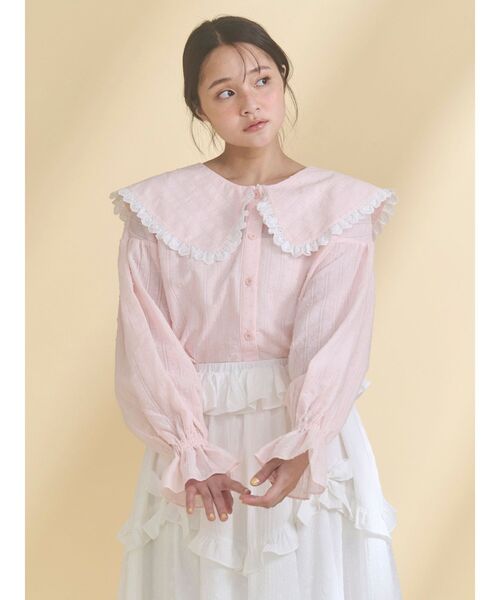 merry jenny(メリージェニー)の「dot laceフリルカラーブラウス(シャツ/ブラウス・レディース・イエロー/オフホワイト/グリーン/ピンク・FREE)」の20枚目の写真