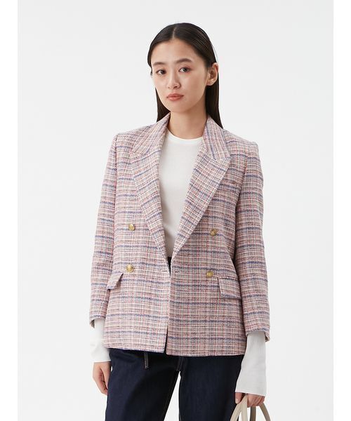 美品♡ミラオーウェン BAILA掲載 ツイード ダブルブレストジャケット Mila Owen（ミラオーウェン）の「金釦ダブルブレストツイードブレザー