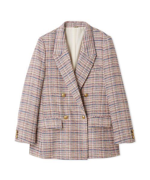 金釦ダブルブレストツイードブレザー（テーラードジャケット）｜Mila