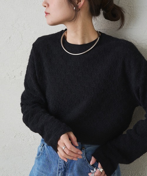 PUAL CE CIN(ピュアルセシン)の「シャギー花柄ストレッチジャガードプルオーバー(Tシャツ/カットソー・レディース・スミクロ/アイボリー・FREE)」の1枚目の写真