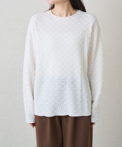 PUAL CE CIN(ピュアルセシン)の「シャギー花柄ストレッチジャガードプルオーバー(Tシャツ/カットソー・レディース・スミクロ/アイボリー・FREE)」の16枚目の写真