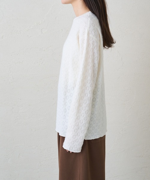 PUAL CE CIN(ピュアルセシン)の「シャギー花柄ストレッチジャガードプルオーバー(Tシャツ/カットソー・レディース・スミクロ/アイボリー・FREE)」の17枚目の写真