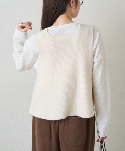 PUAL CE CIN(ピュアルセシン)の「シャギー花柄ストレッチジャガードプルオーバー(Tシャツ/カットソー・レディース・スミクロ/アイボリー・FREE)」の6枚目の写真