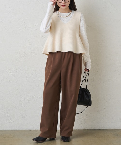 PUAL CE CIN(ピュアルセシン)の「シャギー花柄ストレッチジャガードプルオーバー(Tシャツ/カットソー・レディース・スミクロ/アイボリー・FREE)」の7枚目の写真