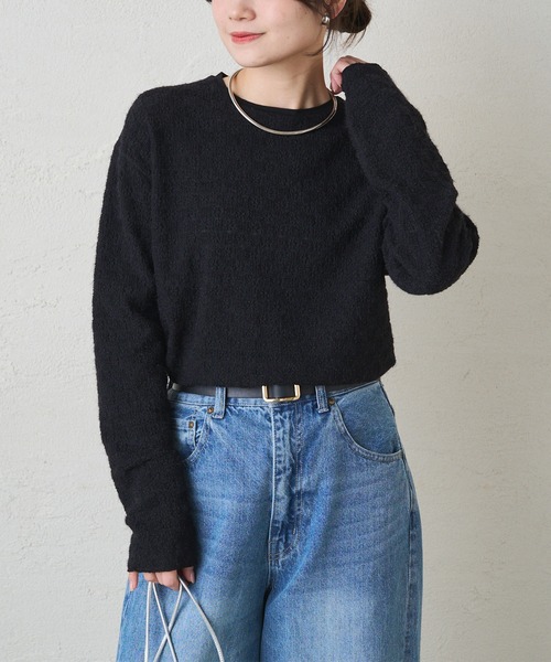 PUAL CE CIN(ピュアルセシン)の「シャギー花柄ストレッチジャガードプルオーバー(Tシャツ/カットソー・レディース・スミクロ/アイボリー・FREE)」の10枚目の写真