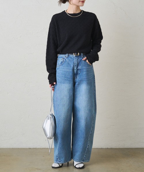 PUAL CE CIN(ピュアルセシン)の「シャギー花柄ストレッチジャガードプルオーバー(Tシャツ/カットソー・レディース・スミクロ/アイボリー・FREE)」の13枚目の写真