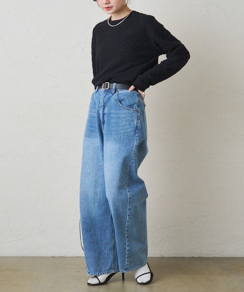 PUAL CE CIN(ピュアルセシン)の「シャギー花柄ストレッチジャガードプルオーバー(Tシャツ/カットソー・レディース・スミクロ/アイボリー・FREE)」の14枚目の写真