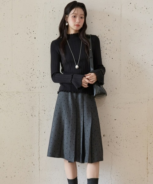 gossip！ロサンゼルス（ゴシップロサンゼルス）の「Y2Kガーリーレトロハイネックニット長袖プルオーバー（ニット/セーター・レディース・ブラック/オフホワイト/グレー/ピンク・FREE）」の20枚目の写真