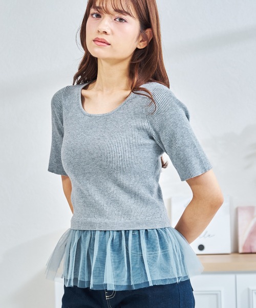 MISCH MASCH(ミッシュマッシュ)の「一部店舗限定 チュールアンサンブルニット(カーディガン/ボレロ・レディース・グレー/ネイビー/パープル・フリ-)」の11枚目の写真