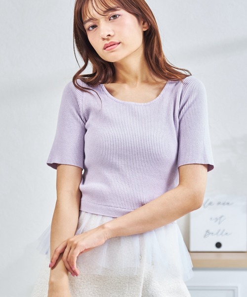 MISCH MASCH(ミッシュマッシュ)の「一部店舗限定 チュールアンサンブルニット(カーディガン/ボレロ・レディース・グレー/ネイビー/パープル・フリ-)」の19枚目の写真