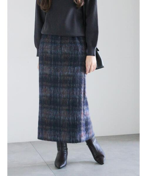 Te chichi（テチチ）の「シャギーチェックスカート（スカート・レディース・グレー/ネイビー・F）」の2枚目の写真