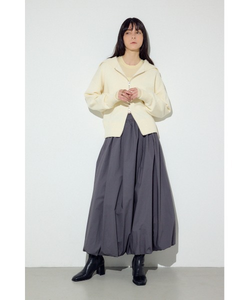 AZUL by moussy(アズールバイマウジー)の「【身長/骨格別着用画像あり】ボリュームたっぷり♪ギャザーバルーンスカート 春服 秋服 デザインスカート(スカート・レディース・チャコールグレー/アイボリー/ブラック・SMALL/MEDIUM)」の11枚目の写真