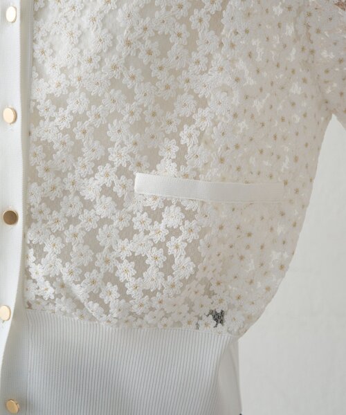 LOUNGEDRESS（ラウンジドレス）の「コクーンスリーブフラワーカーデ（カーディガン/ボレロ・レディース・オフホワイト/ブラック・FREE）」の13枚目の写真