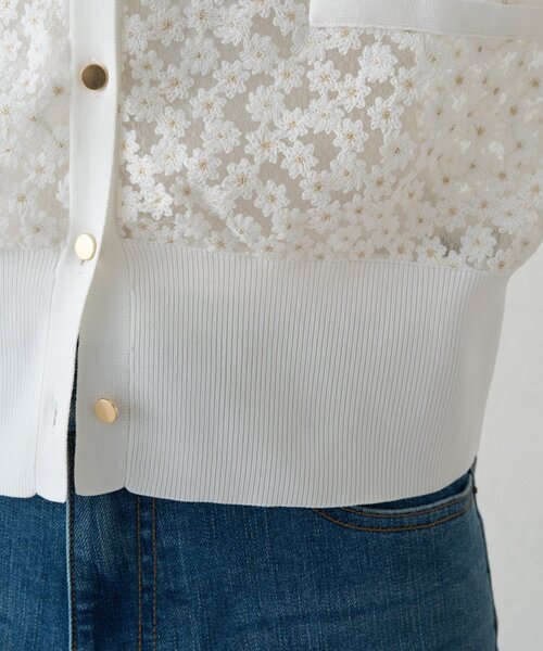 LOUNGEDRESS（ラウンジドレス）の「コクーンスリーブフラワーカーデ（カーディガン/ボレロ・レディース・オフホワイト/ブラック・FREE）」の14枚目の写真